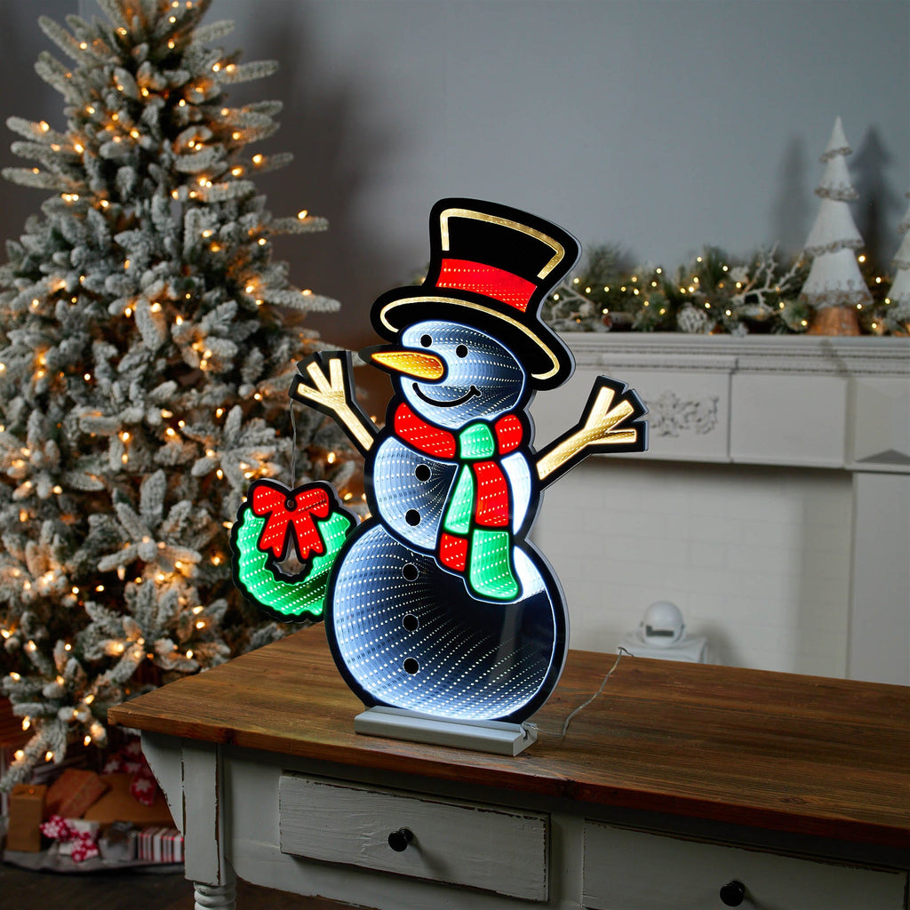 Snowman and Wreath Ekkolight 23.5"H