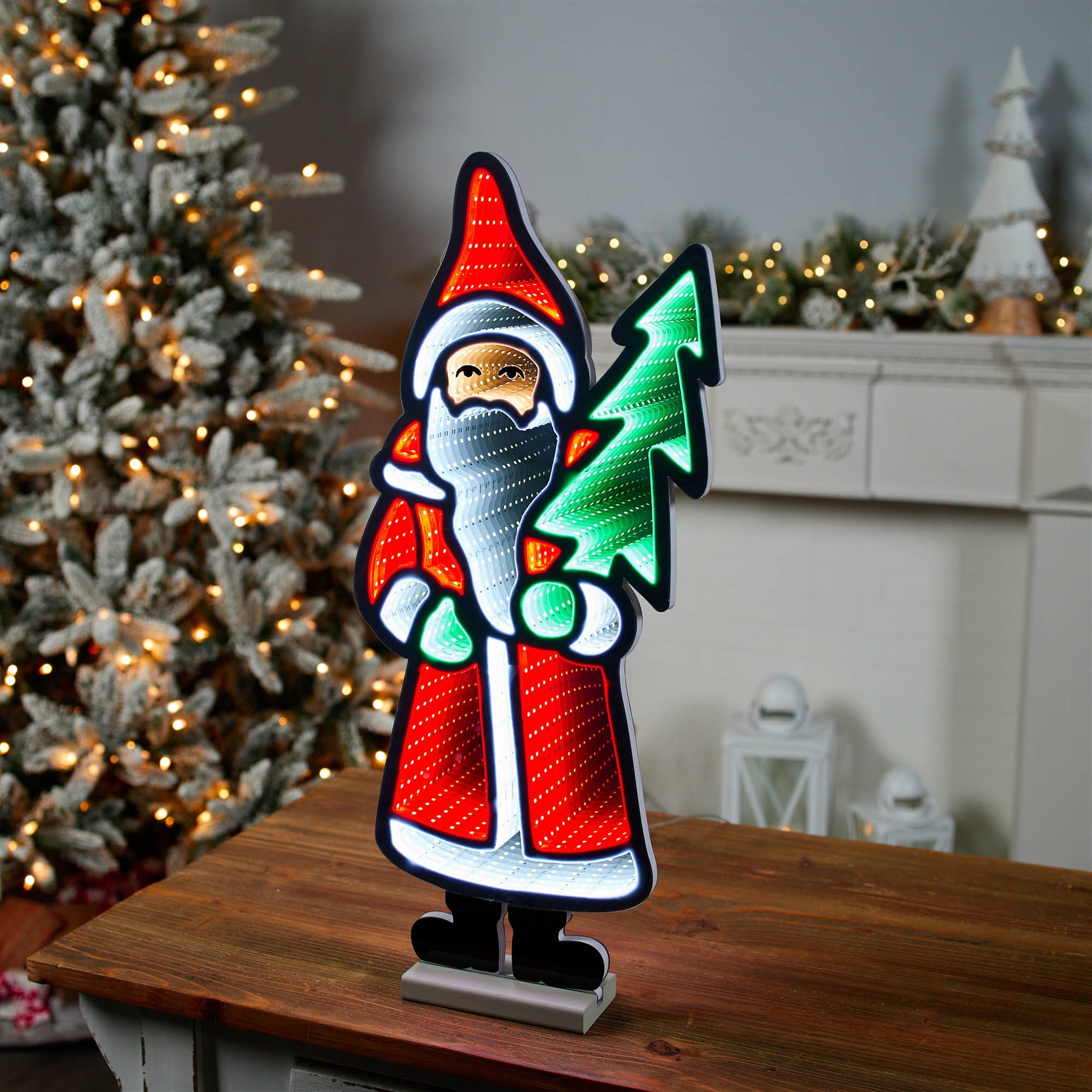 Santa with Pine Tree Ekkolight 23.5"H