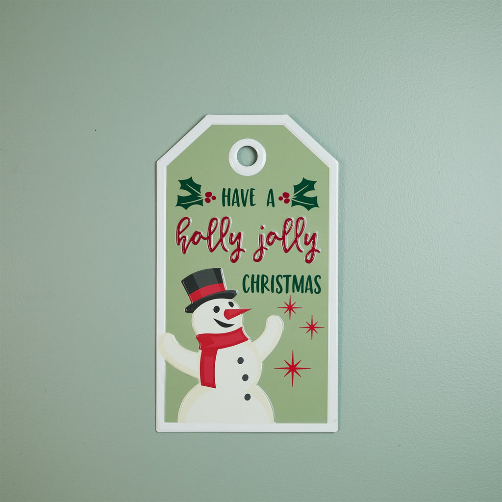 Metal Snowman Christmas Sentiment Tag 16"H