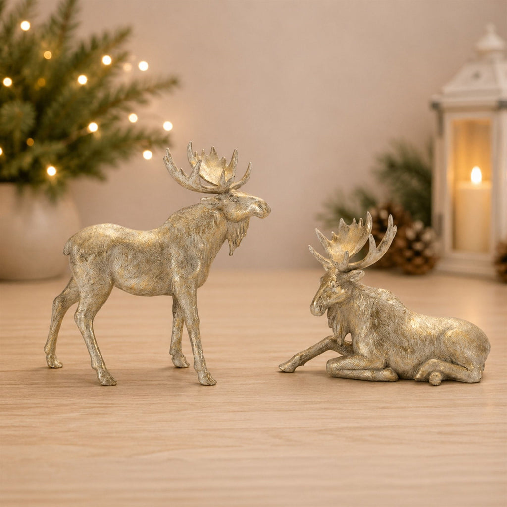 Winter Moose Figurine (Set of 2)