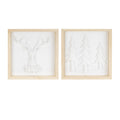 Framed Holiday Deer and Tree Artwork (Set of 2)