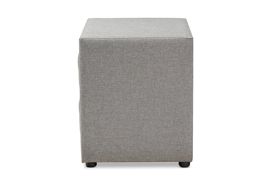 Baxton Studio Lepine Modern and Contemporary Gray Fabric Upholstered 2-Drawer Wood Nightstand