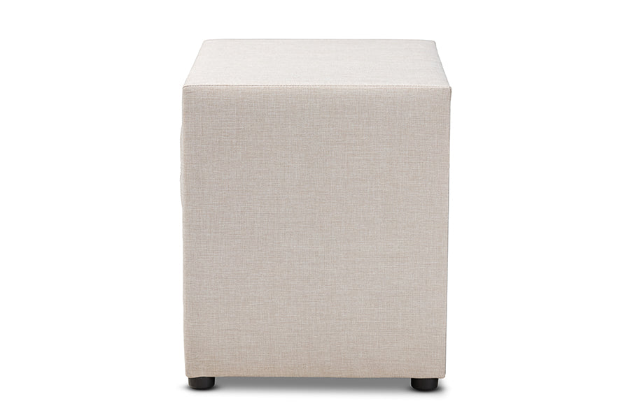 Baxton Studio Lepine Modern and Contemporary Light Beige Fabric Upholstered 2-Drawer Wood Nightstand