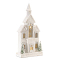 LED Flocked Wooden Church 22"H