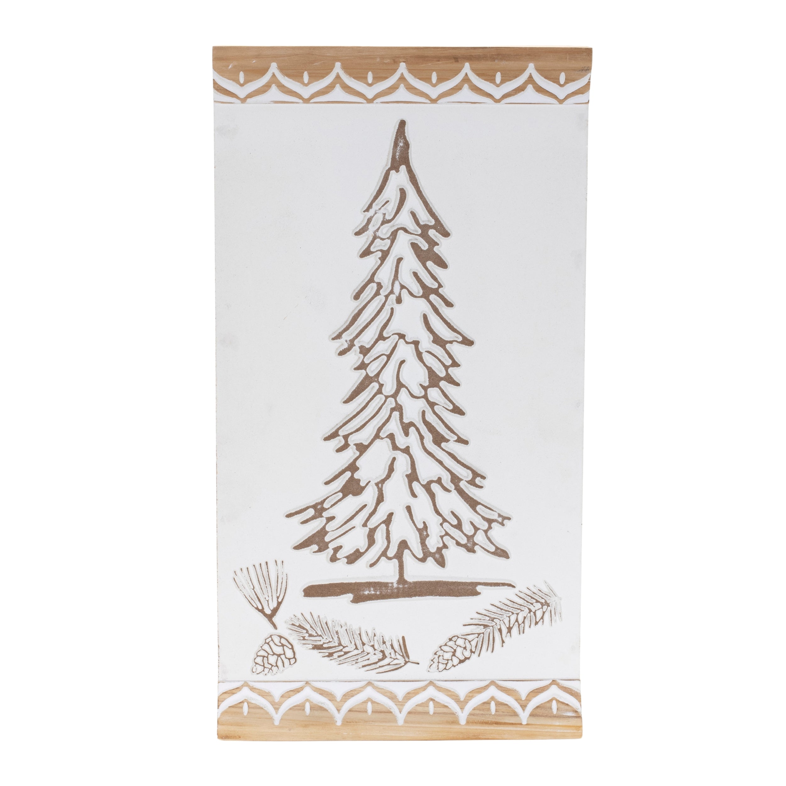 Carved Wood Pine Tree Wall Art 19"H