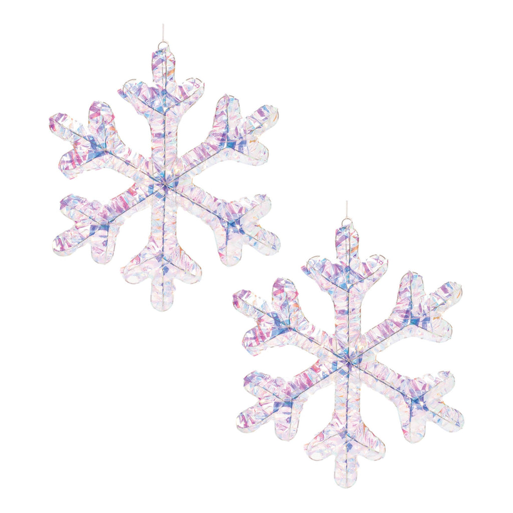 Iridescent LED Hanging Snowflake (Set of 2)