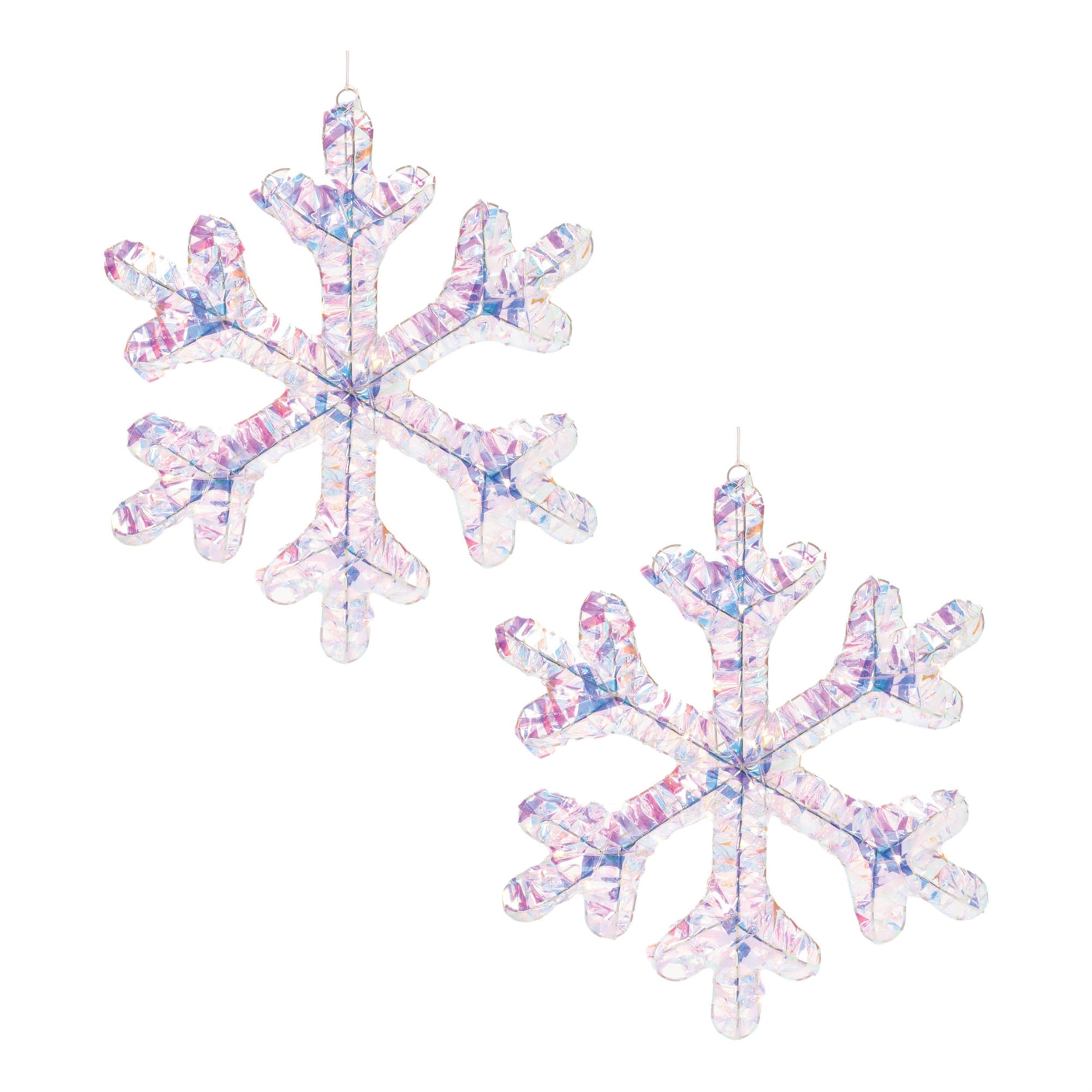 Iridescent LED Hanging Snowflake (Set of 2)