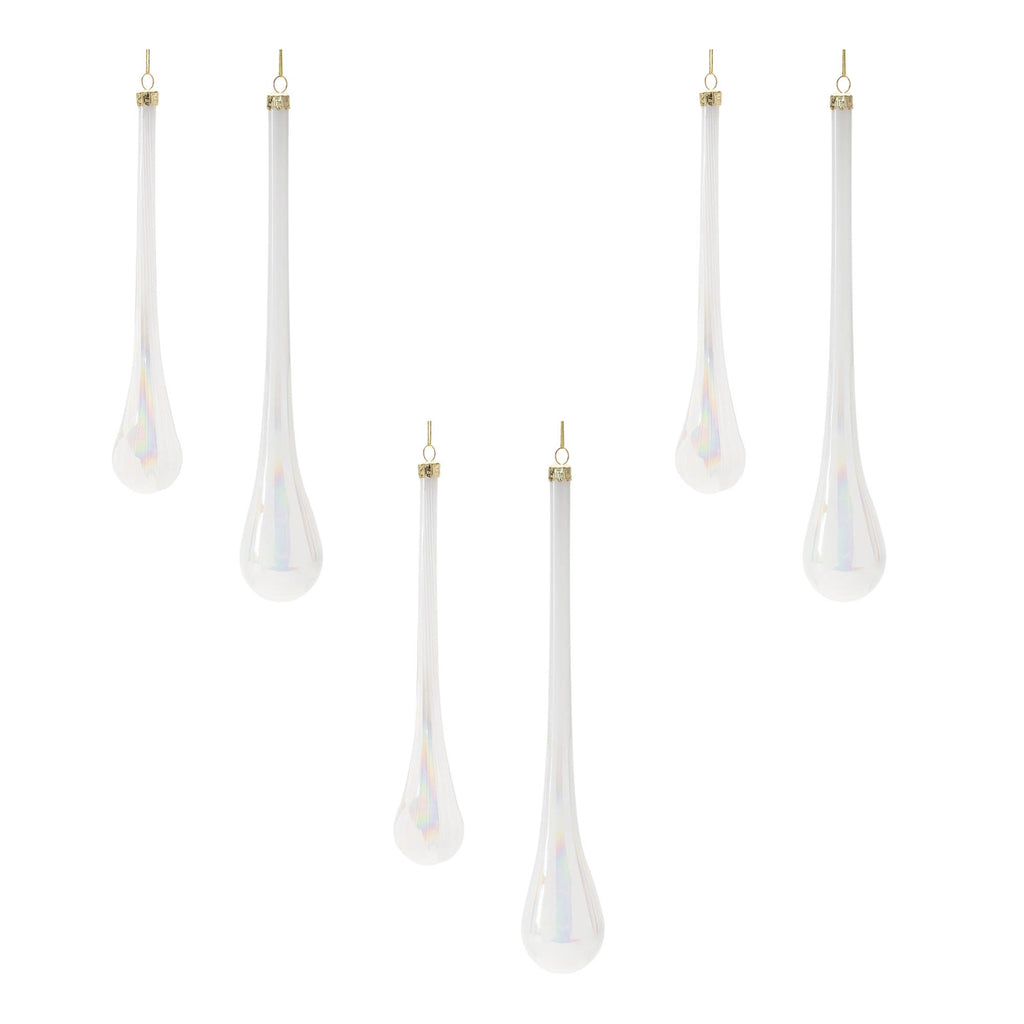 Iridescent Glass Drop Ornament (Set of 6)