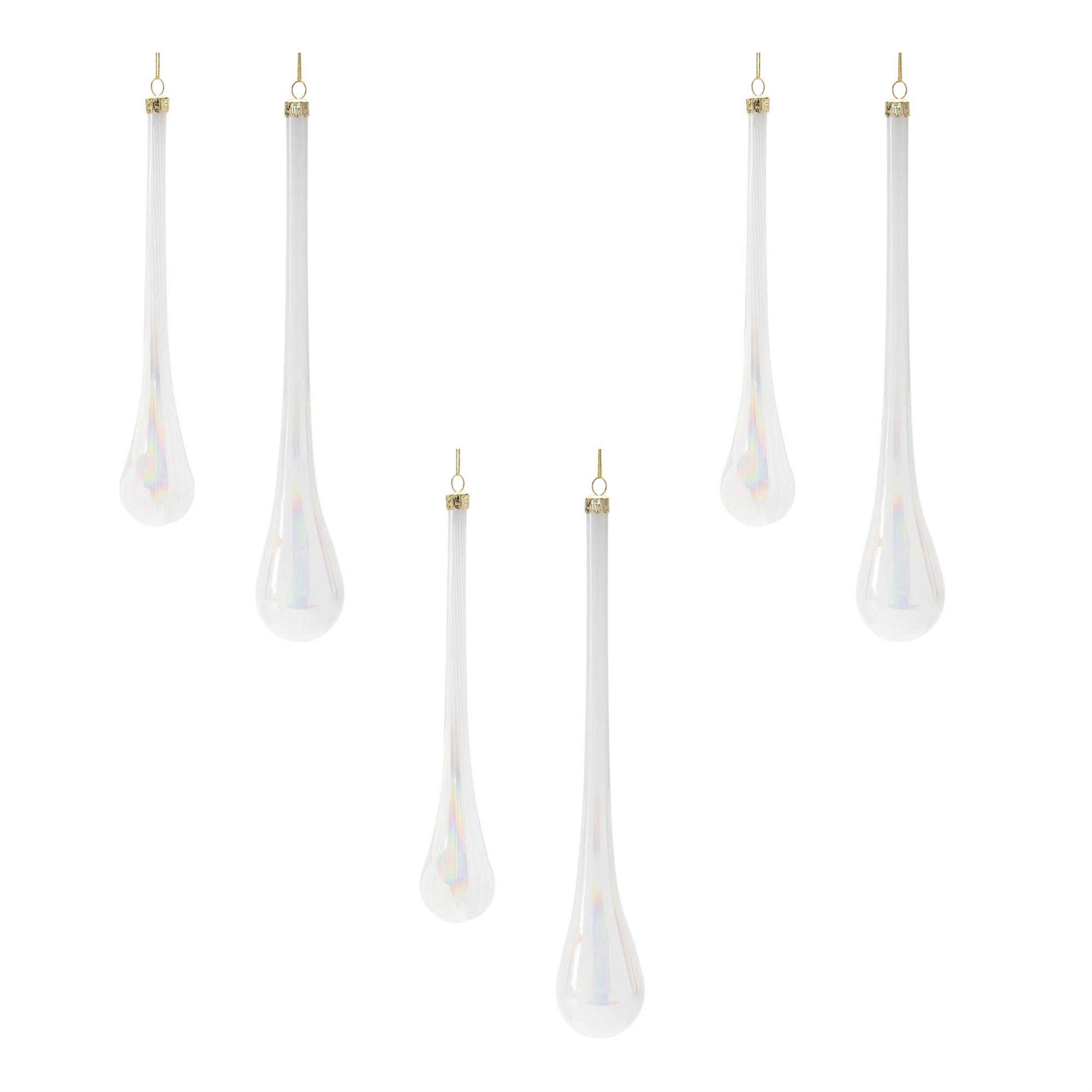 Iridescent Glass Drop Ornament (Set of 6)