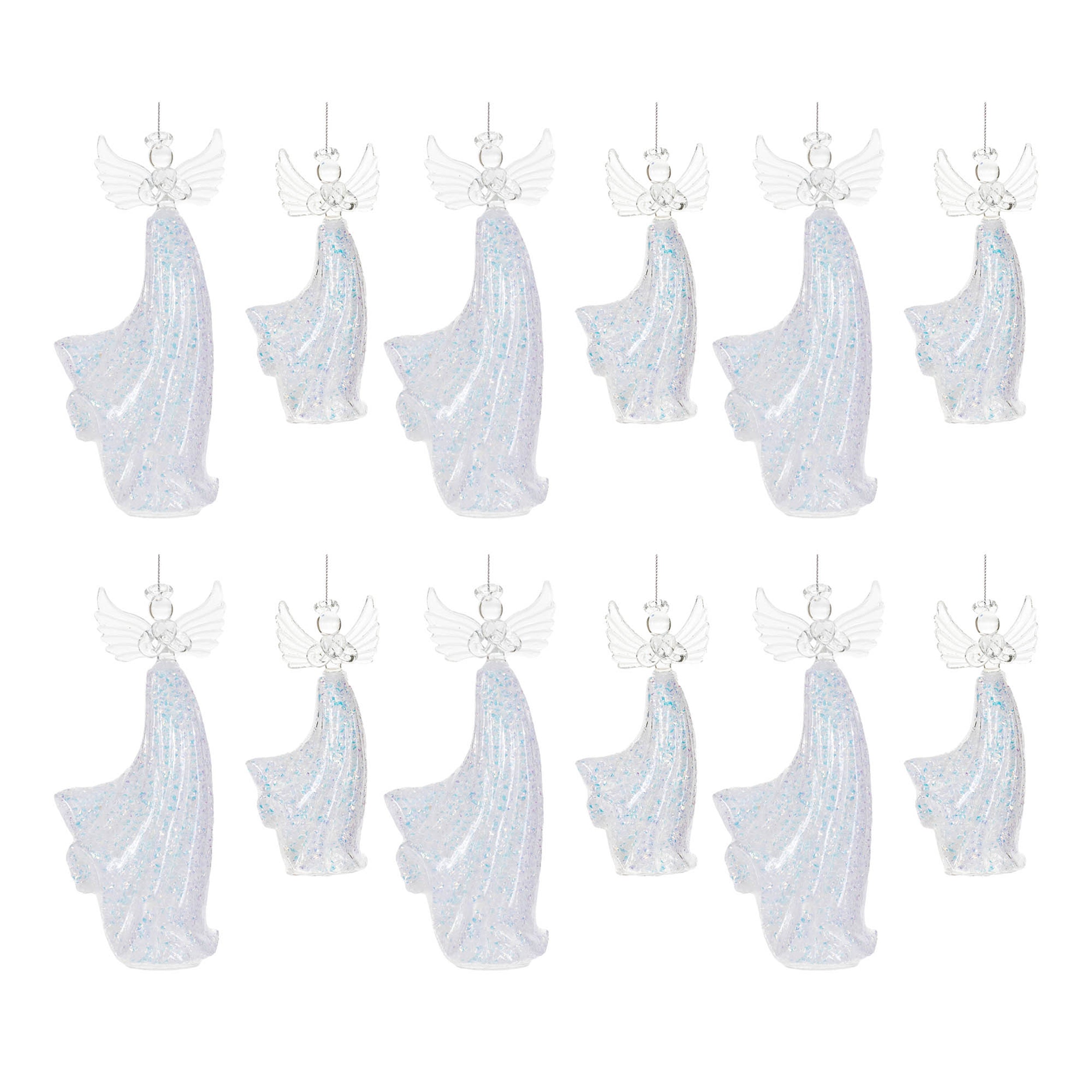 Iridescent Glass Angel Ornament (Set of 6)