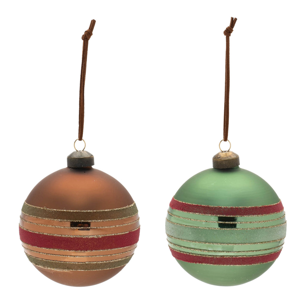 Striped Glass Ball Ornament (Set of 6)
