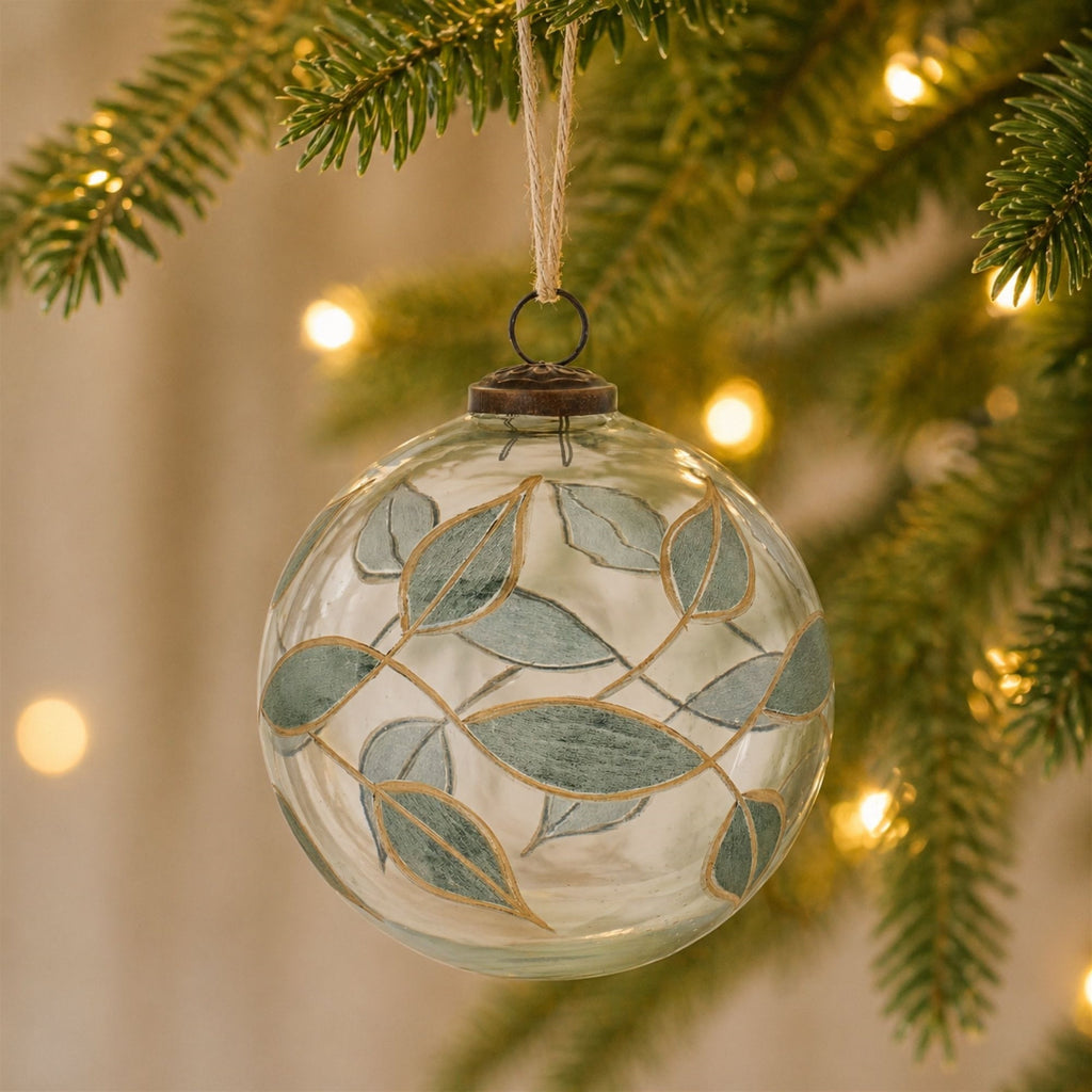 Leaf Etched Ball Ornament (Set of 4)