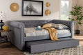 Baxton Studio Mabelle Modern and Contemporary Gray Fabric Upholstered Queen Size Daybed with Trundle
