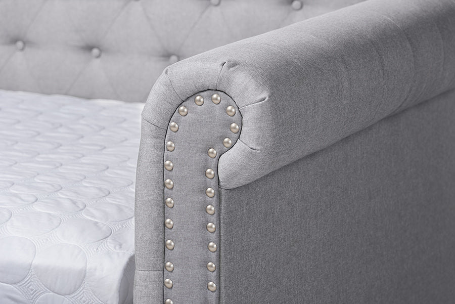 Baxton Studio Mabelle Modern and Contemporary Gray Fabric Upholstered Queen Size Daybed