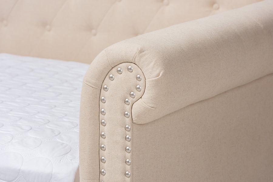 Baxton Studio Mabelle Modern and Contemporary Beige Fabric Upholstered Full Size Daybed