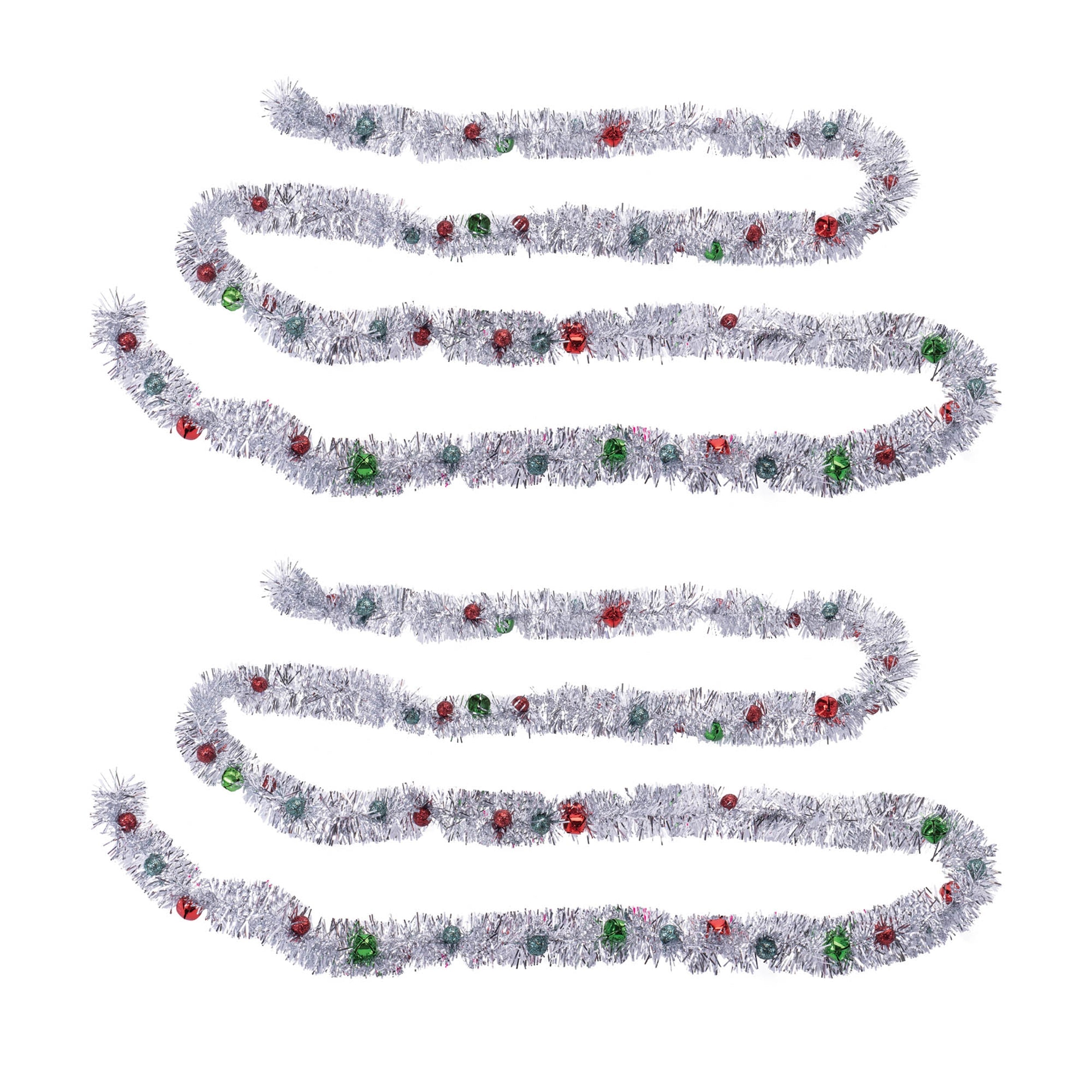 Tinsel Sleigh Bell Ornament Garland (Set of 2)