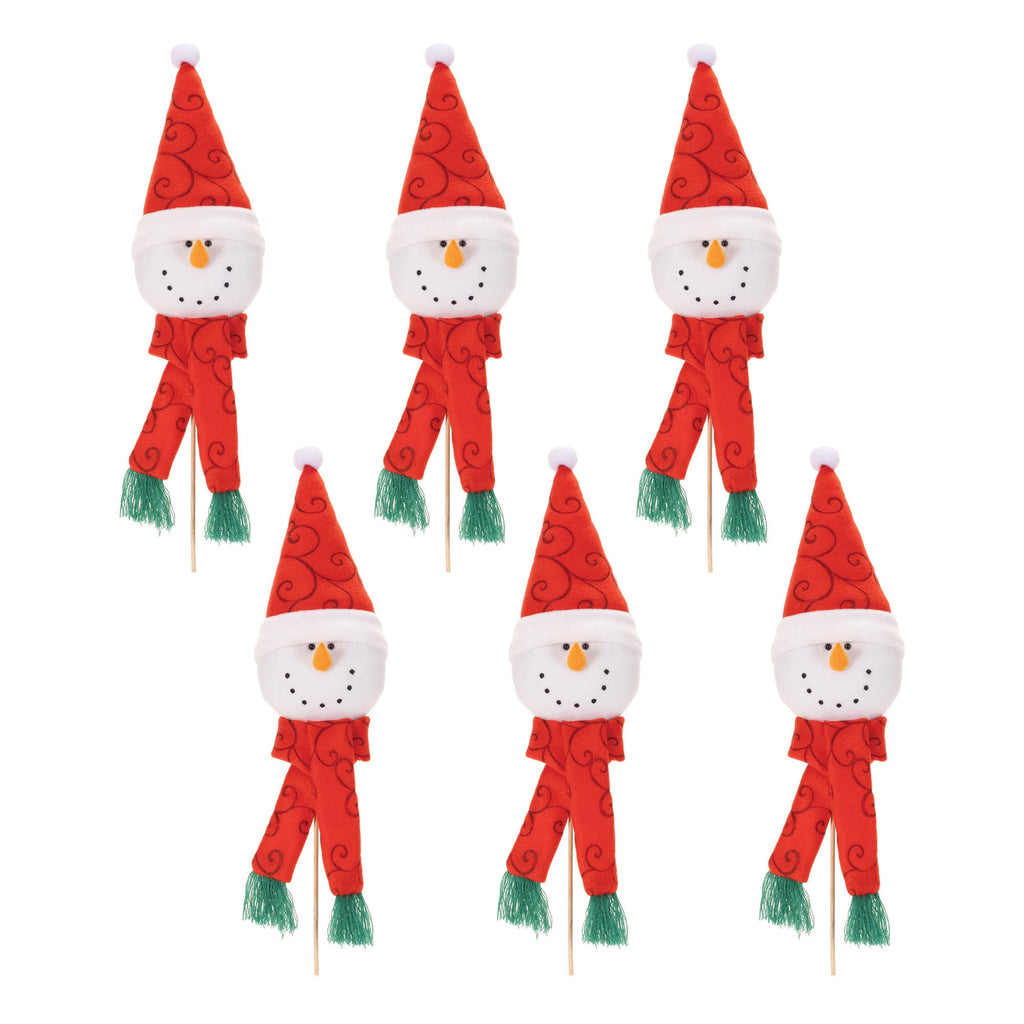 Plush Snowman Head Pick (Set of 6)