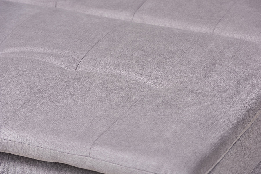 Baxton Studio Noa Modern and Contemporary Light Grey Fabric Upholstered Left Facing Storage Sectional Sleeper Sofa with Ottoman