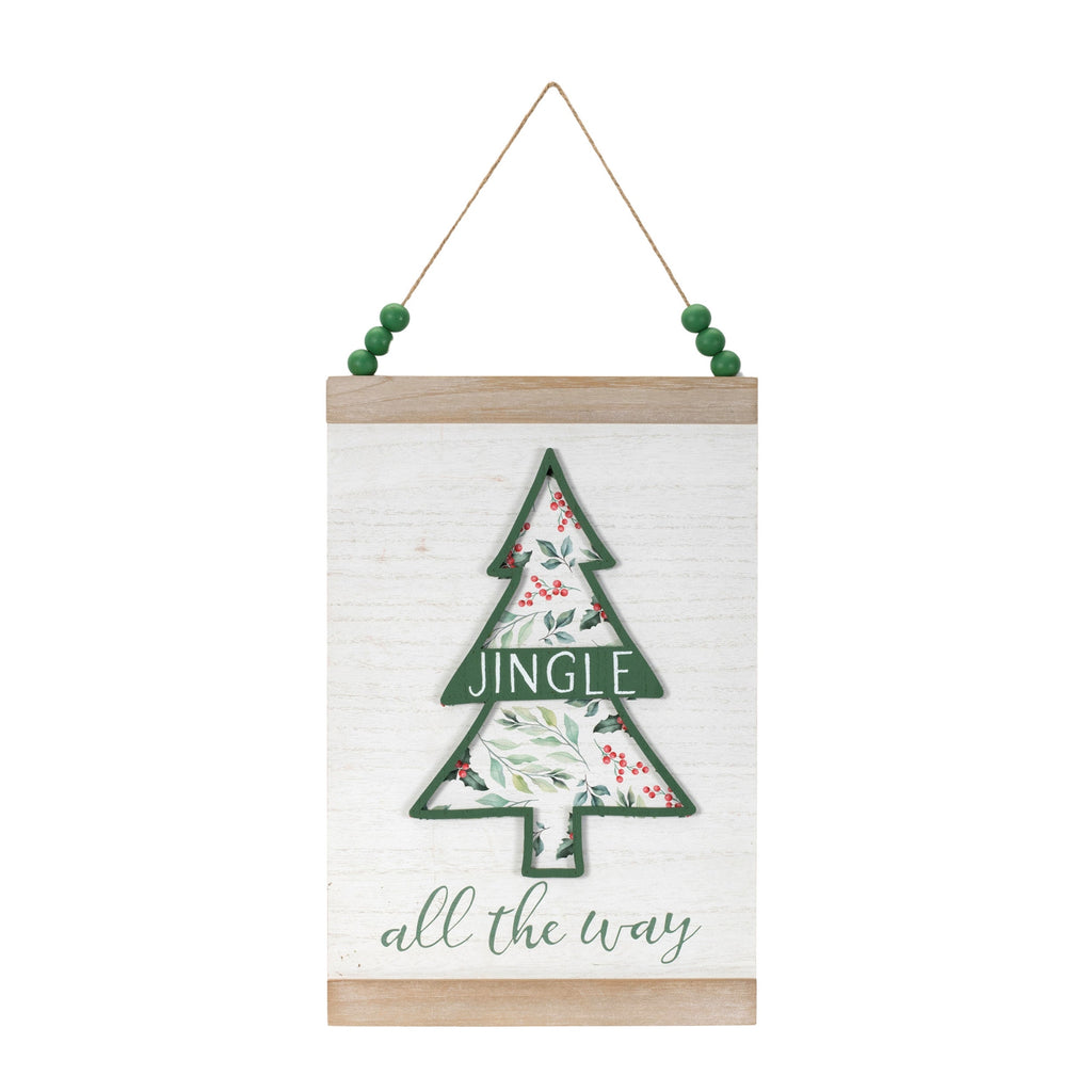 Wood Beaded Merry Christmas Banner (Set of 2)