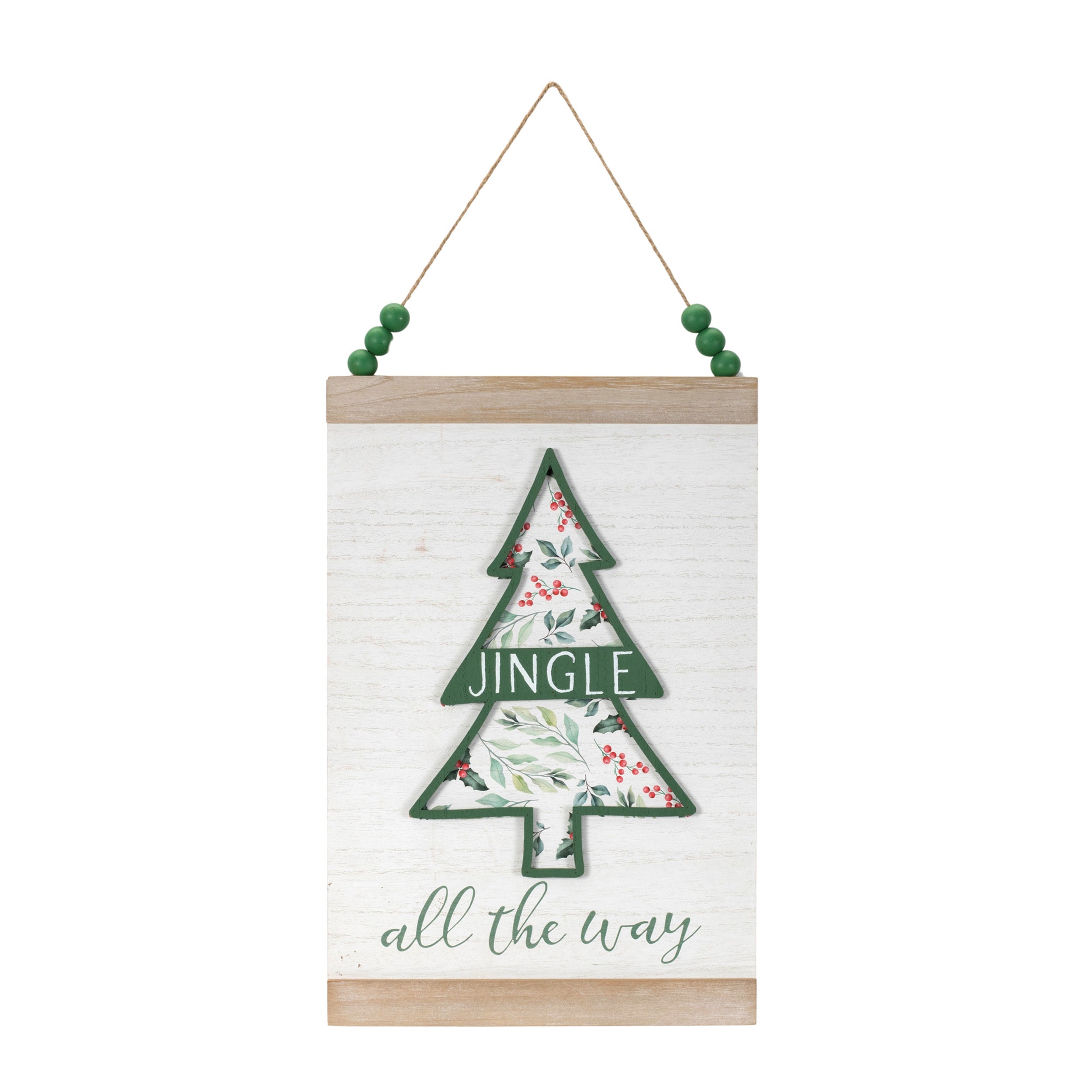 Wood Beaded Merry Christmas Banner (Set of 2)