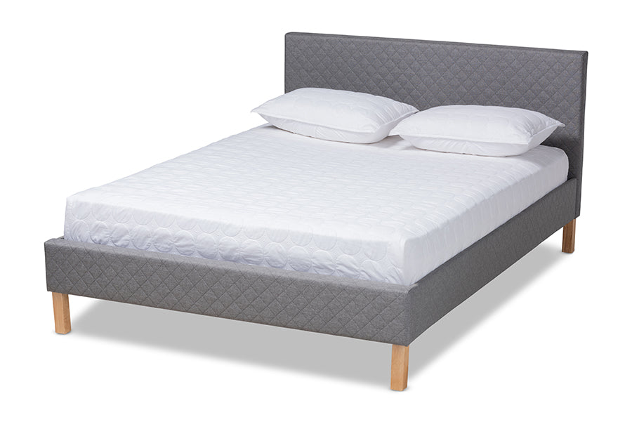 Baxton Studio Aneta Modern and Contemporary Grey Fabric Upholstered King Size Platform Bed