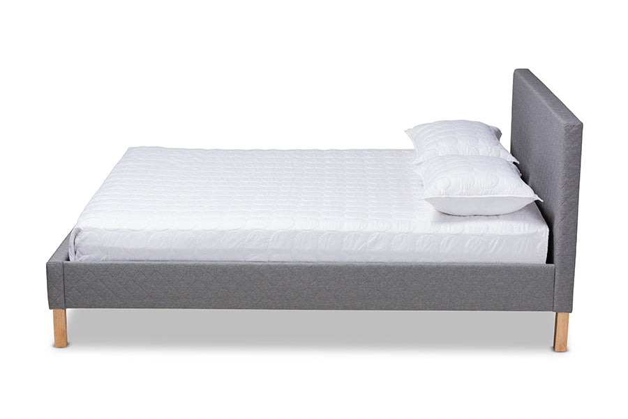 Baxton Studio Aneta Modern and Contemporary Grey Fabric Upholstered King Size Platform Bed