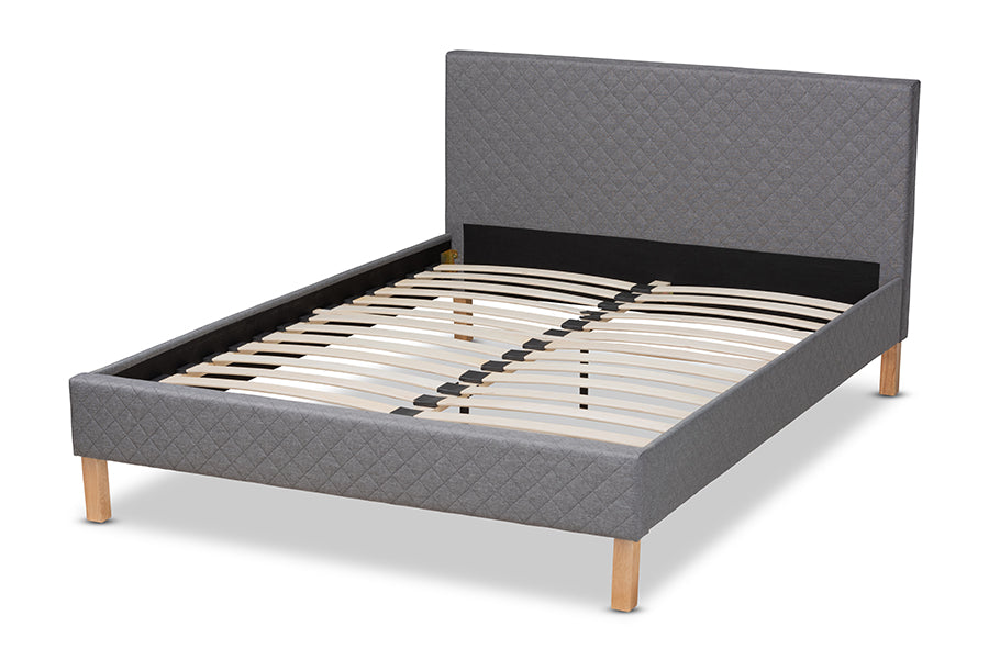 Baxton Studio Aneta Modern and Contemporary Grey Fabric Upholstered King Size Platform Bed