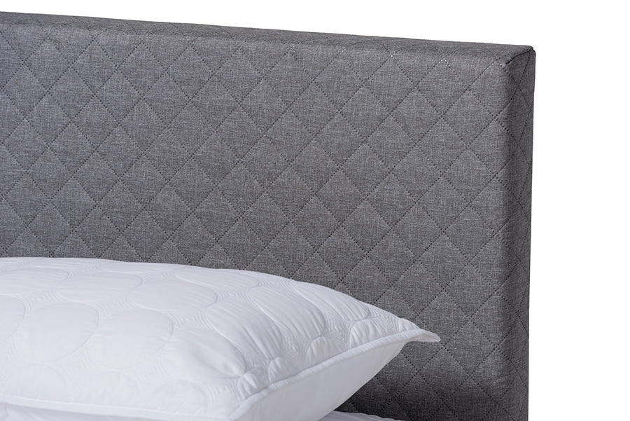 Baxton Studio Aneta Modern and Contemporary Grey Fabric Upholstered King Size Platform Bed
