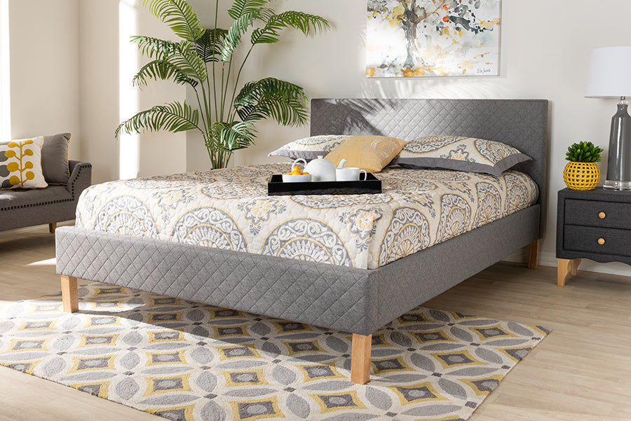 Baxton Studio Aneta Modern and Contemporary Grey Fabric Upholstered King Size Platform Bed