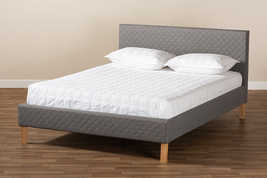 Baxton Studio Aneta Modern and Contemporary Grey Fabric Upholstered King Size Platform Bed