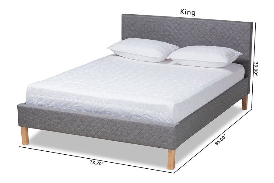 Baxton Studio Aneta Modern and Contemporary Grey Fabric Upholstered King Size Platform Bed
