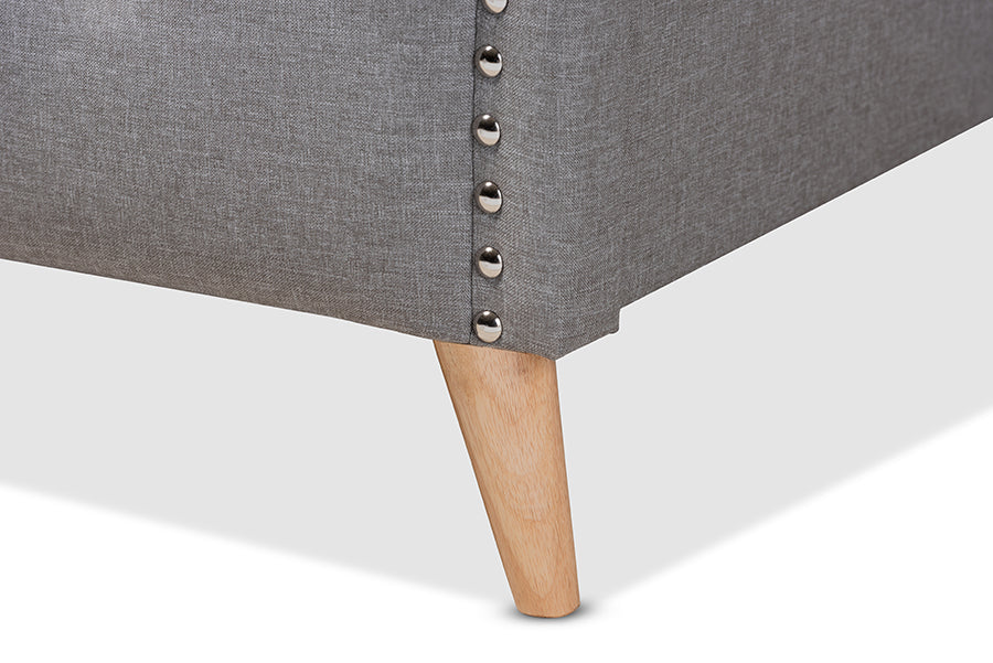 Baxton Studio Felisa Modern and Contemporary Grey Fabric Upholstered and Button Tufted King Size Platform Bed
