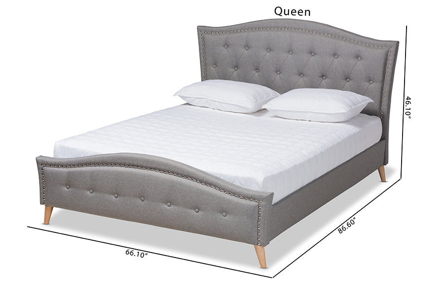 Baxton Studio Felisa Modern and Contemporary Grey Fabric Upholstered and Button Tufted King Size Platform Bed