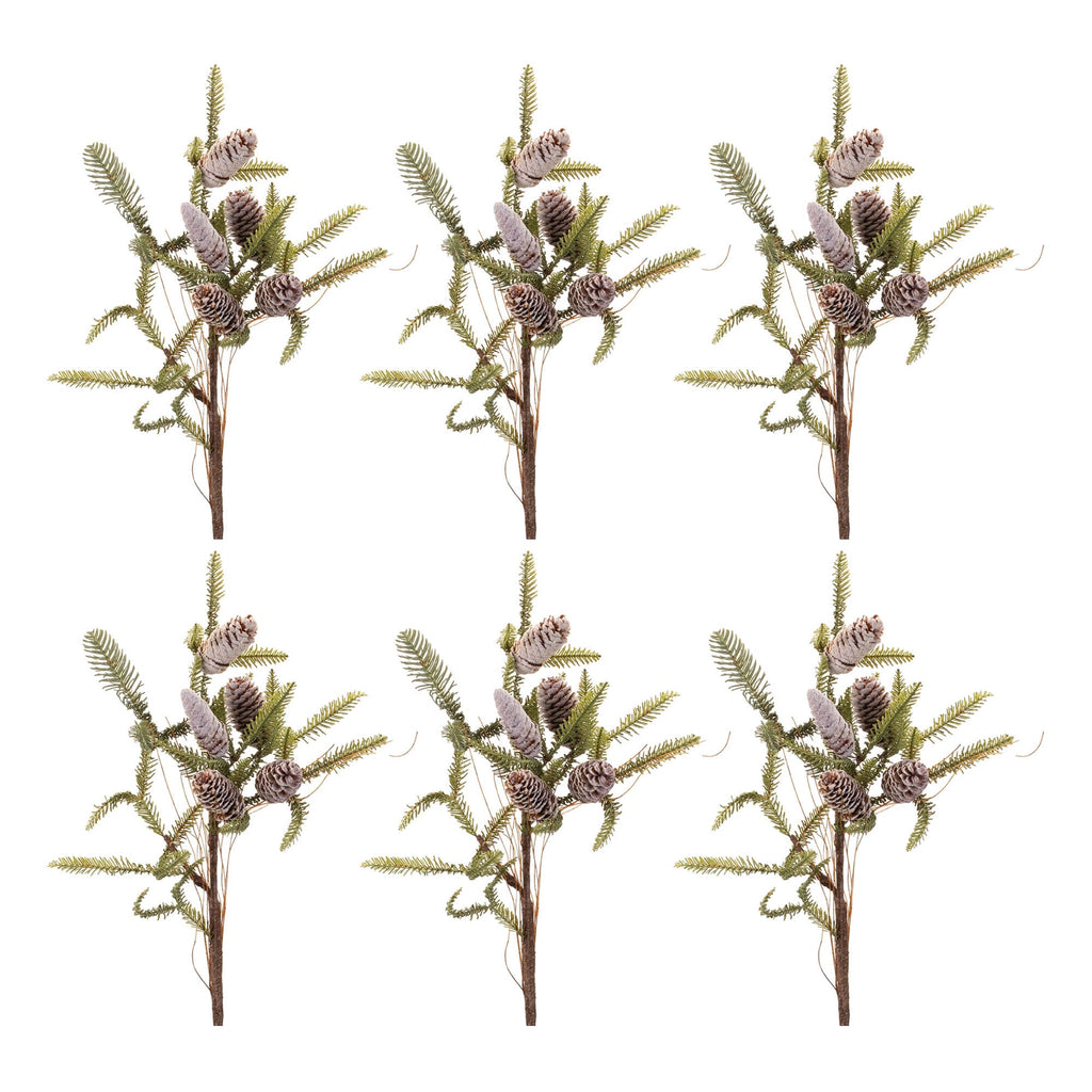 Pine Twig and Pinecone Spray (Set of 6)