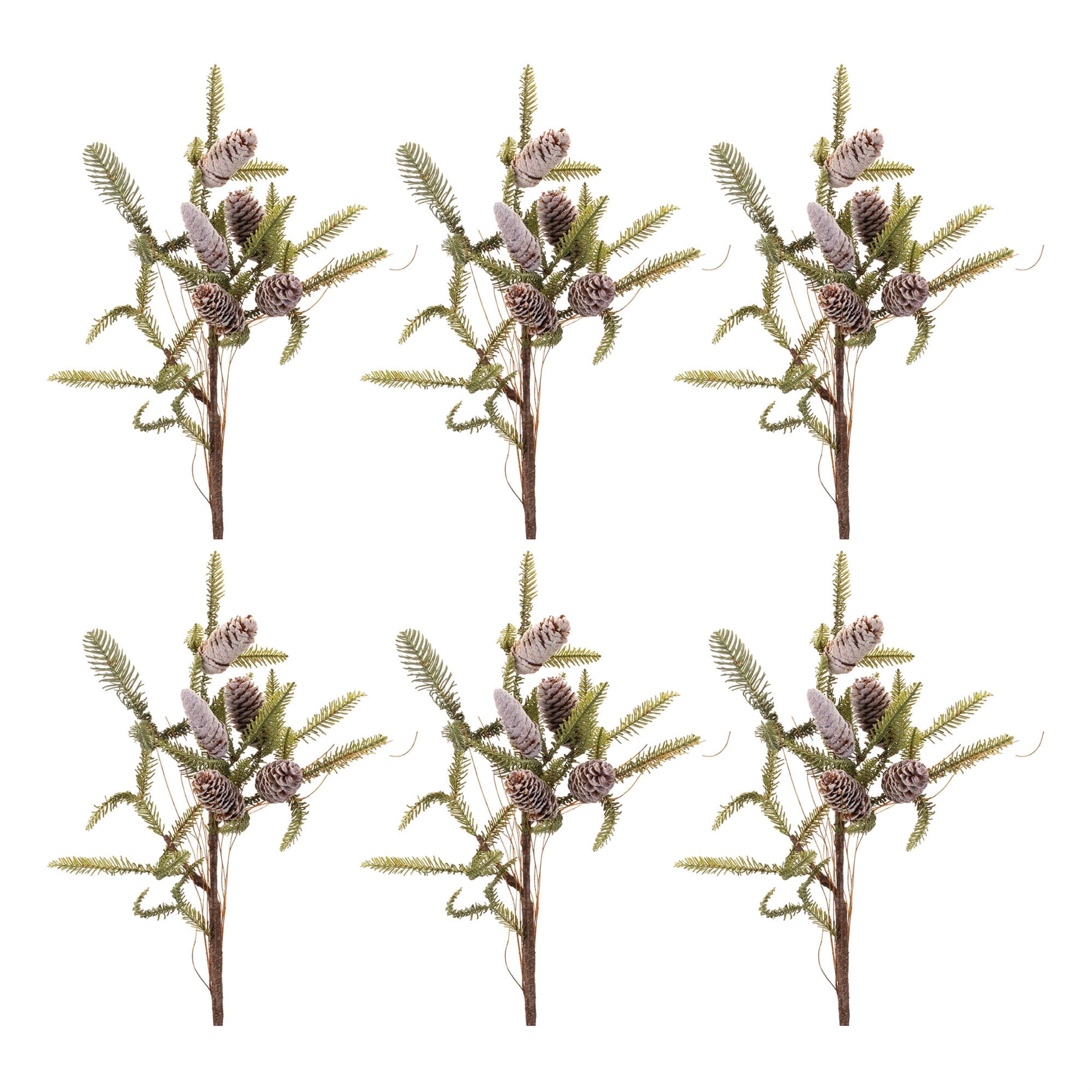 Pine Twig and Pinecone Spray (Set of 6)