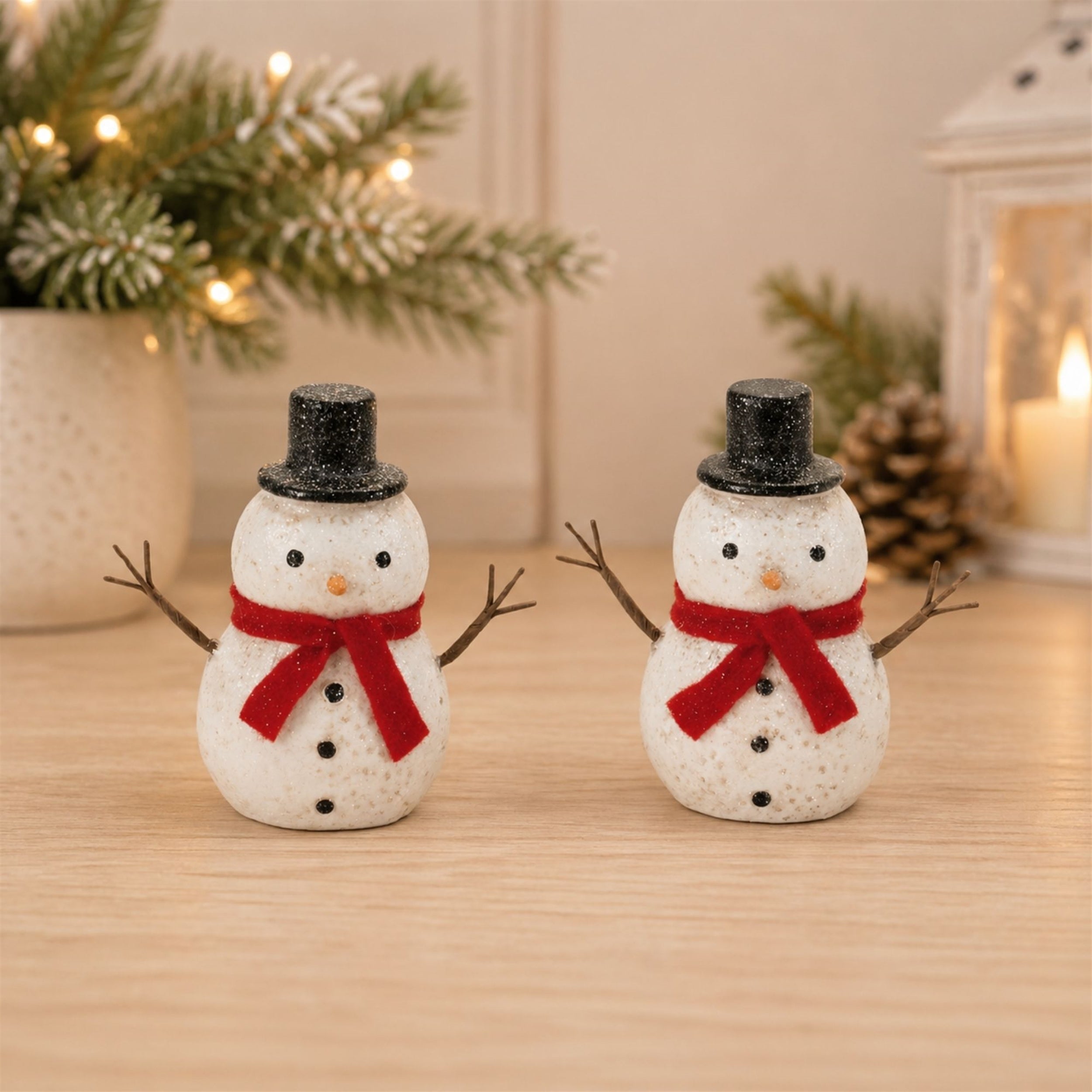 Glittered Snowman Figurine (Set of 6)