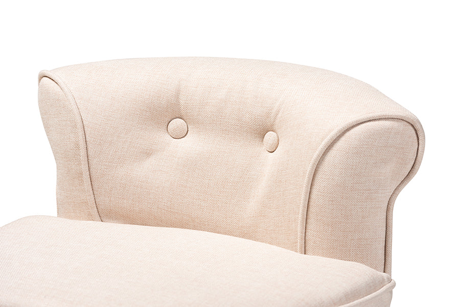 Baxton Studio Cerise Classic and Traditional Small Beige Fabric Upholstered Accent Chair