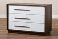 Baxton Studio Mette Mid-Century Modern Two-Tone White and Walnut Finished 6-Drawer Wood Dresser
