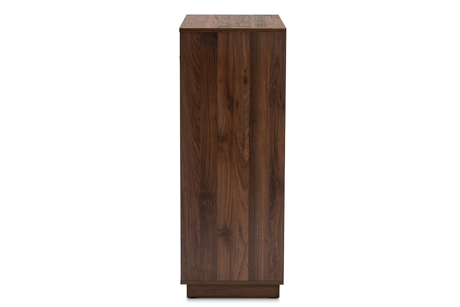 Baxton Studio Mette Mid-Century Modern Two-Tone White and Walnut Finished 5-Drawer Wood Chest