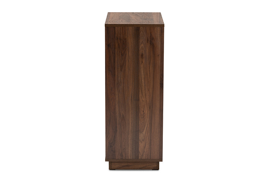 Baxton Studio Mette Mid-Century Modern Two-Tone White and Walnut Finished 5-Shelf Wood Entryway Shoe Cabinet