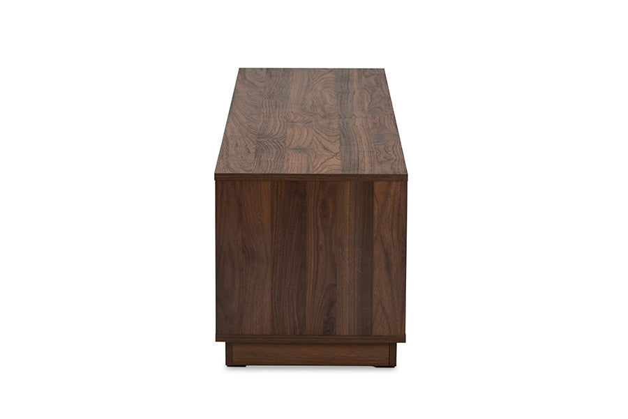 Baxton Studio Mette Mid-Century Modern Two-Tone White and Walnut Finished 4-Drawer Wood TV Stand