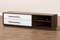 Baxton Studio Mette Mid-Century Modern Two-Tone White and Walnut Finished 4-Drawer Wood TV Stand