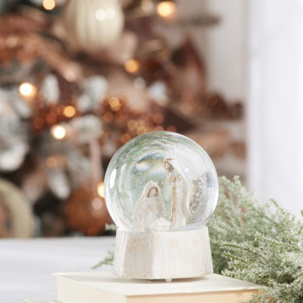 Musical Nativity Scene Snow Globe 5.75"H