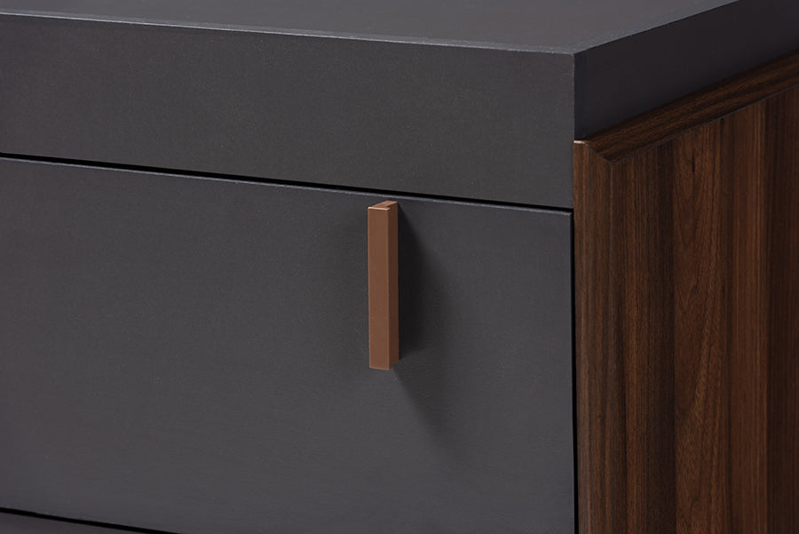 Baxton Studio Rikke Modern and Contemporary Two-Tone Gray and Walnut Finished Wood 6-Drawer Dresser