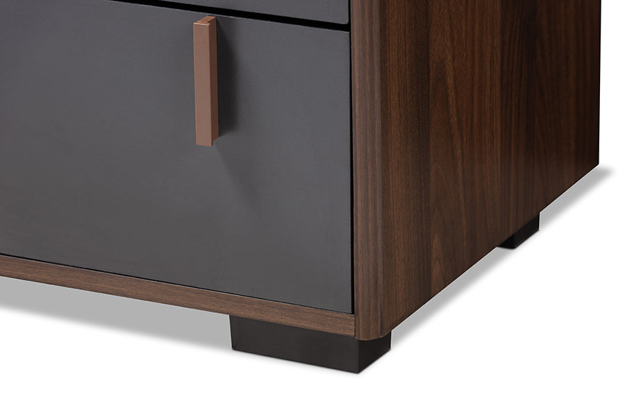 Baxton Studio Rikke Modern and Contemporary Two-Tone Gray and Walnut Finished Wood 6-Drawer Dresser