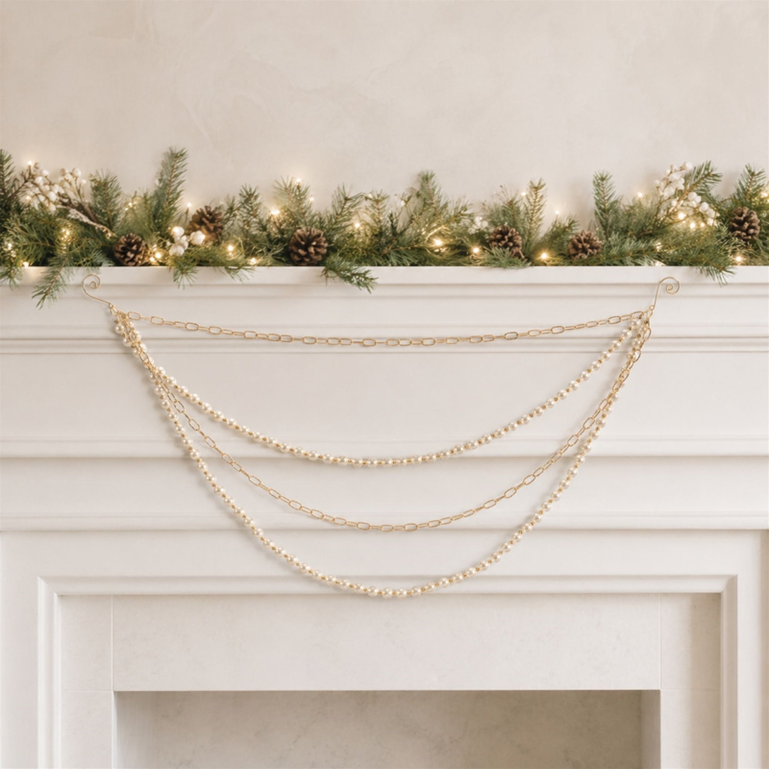 Pearl Bead and Chain Link Garland (Set of 2)
