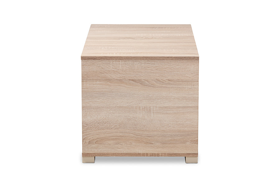 Baxton Studio Jasper Modern and Contemporary Oak Finished 2-Door Wood Cat Litter Box Cover House