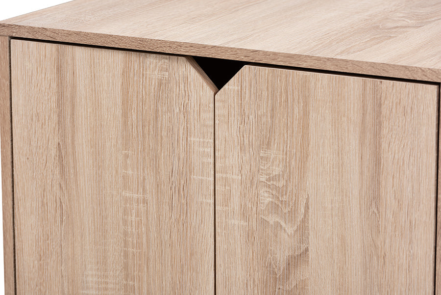 Baxton Studio Jasper Modern and Contemporary Oak Finished 2-Door Wood Cat Litter Box Cover House