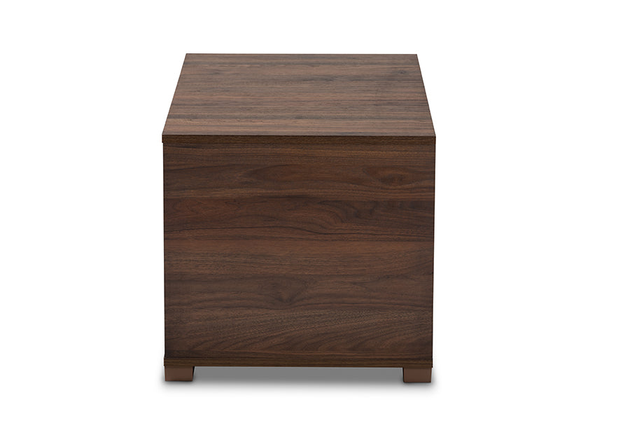 Baxton Studio Jasper Modern and Contemporary Walnut Brown Finished 2-Door Wood Cat Litter Box Cover House