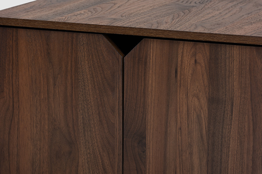 Baxton Studio Jasper Modern and Contemporary Walnut Brown Finished 2-Door Wood Cat Litter Box Cover House